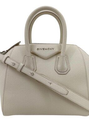 Givenchy  Antigona Mini Leather Satchel Shoulder Bag Off White